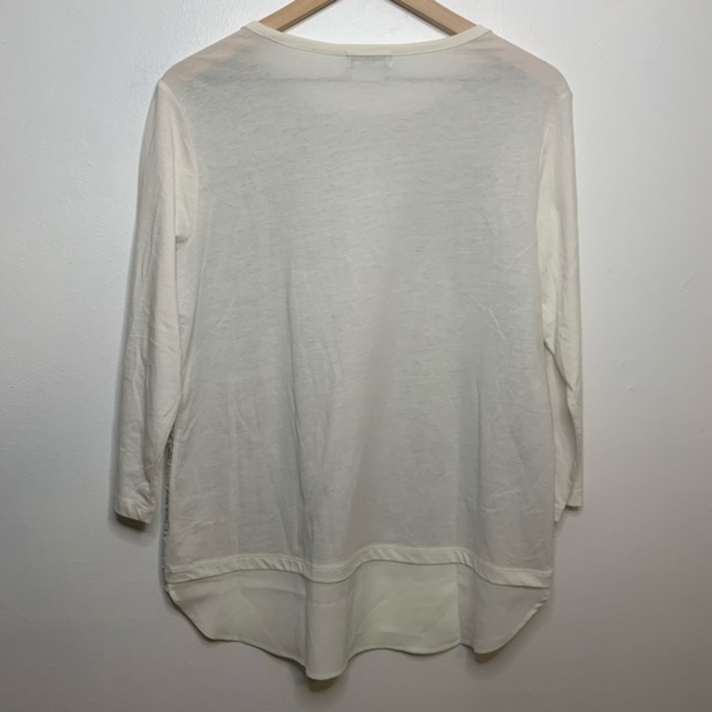Van Heusen 3/4 Sleeves White and Grey Top Medium - Picture 8 of 8